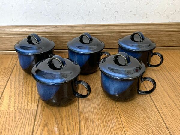 最終値下げ　蓋付き カップ 5個セット 中古　昭和レトロ 食器　陶器 バラエティーカップ