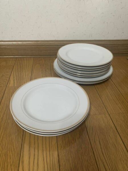 最終値下げ　大皿2枚 中皿9枚 セット　中古　昭和レトロ 食器　陶器 シンプル