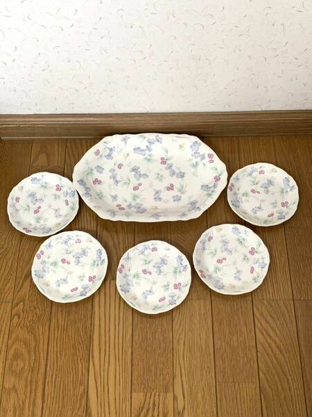 最終値下げ　大皿１枚　小皿５枚　セット　中古　食器　陶器 昭和レトロ