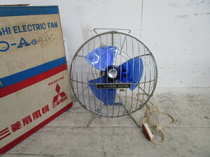 * flat 1561 Showa Retro Mitsubishi Electric electric fan 20cm desk .D20-A6 type blue retro electric fan retro consumer electronics antique origin box attaching 92405281