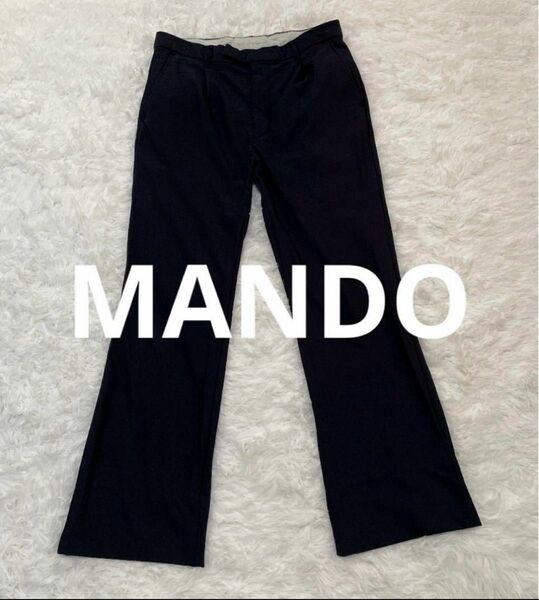 MANDO マンドゥ　スラックスパンツ　ネイビー　ポリエステル　サイズ2