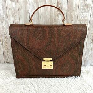  beautiful goods ETRO Etro peiz Lee pattern handbag lock type Gold metal fittings shopping A4 size storage in stock handbag bag total pattern leather PVC business 