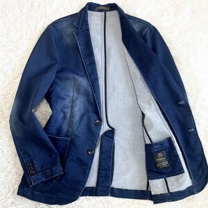 1 jpy ~[ rare L size ]Navy PREMIUM navy premium tailored jacket Denim Anne navy blue indigo stretch 2B navy 