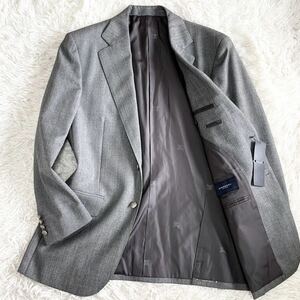 1 jpy ~[ new goods unused ]BURBERRY LONDON Burberry London tailored jacket silver button cashmere . lining total pattern hose Logo 2B gray AB5