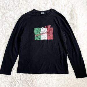 1円〜【希少サイズ XXL】EMPORIO ARMANI エンポリオアルマーニ EA7 長袖Tシャツ ロンT イーグルロゴ プリントロゴ ブラック 黒