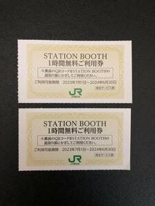 【２枚セット】STATION BOOTH 1時間無料ご利用券／JR東日本株主優待