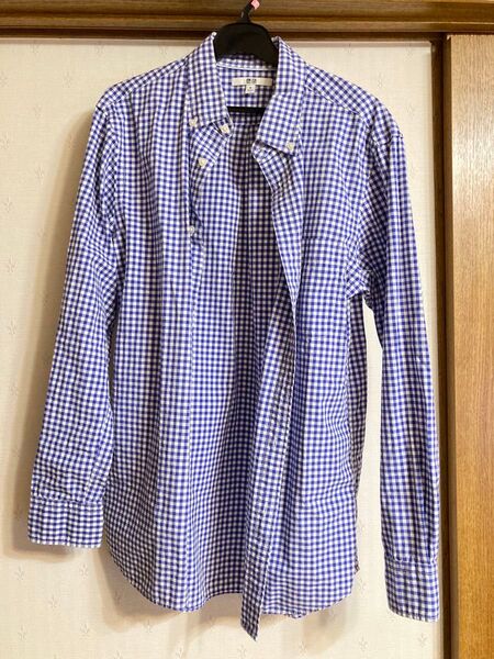 ユニクロ メンズ M コットン長袖 シャツ ギンガムチェック