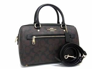 1 jpy # as good as new # COACH Coach 83607 signature low one sa che ruPVC 2WAY handbag shoulder lady's brown group FD0644