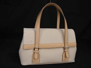 1 иен # прекрасный товар # BURBERRY Burberry парусина × кожа ручная сумочка большая сумка плечо .. женский оттенок бежевого AX7548
