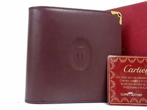 1 jpy # beautiful goods # Cartier Cartier Must line leather folding twice purse wallet lady's bordeaux series FD0588