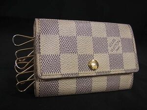 1円 LOUIS VUITTON ルイヴィトン N61745 ダミエアズール ミュルティクレ6 6連 キーケース 鍵入れ レディース アイボリー系 FD0859