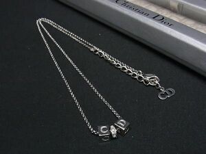 1円 ChristianDior クリスチャンディオール ラインストーン ネックレス ペンダント アクセサリー レディース シルバー系 FC5842