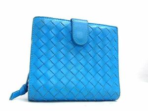 1 иен BOTTEGA VENETA Bottega Veneta сетка кожа двойной бумажник бумажник мужской женский оттенок голубого AY5357