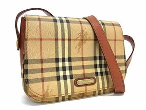 1 jpy Burberrys Burberry znoba check PVC× leather Cross body shoulder bag lady's beige group × brown group FC5399