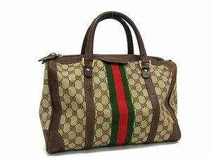 1 иен GUCCI Gucci GG рисунок Sherry линия PVC× кожа ручная сумочка Mini Boston большая сумка женский оттенок коричневого FC5204