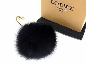 1 jpy # beautiful goods # LOEWE Loewe hole gram fur key holder bag charm lady's black group AX7286