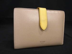 1 jpy CELINE Celine medium strap wallet leather folding twice purse . inserting change purse . lady's beige group FD1182