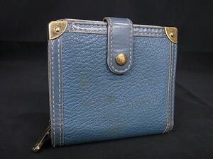 1円 LOUIS VUITTON ルイヴィトン M91829 スハリ コンパクトジップ 二つ折り 財布 ウォレット 小銭入れ レディース ブルー系 FD1202