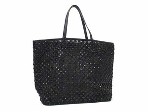 1 jpy ANTEPRIMA Anteprima nylon × leather biju- handbag tote bag shoulder bag shoulder .. black group BF8205