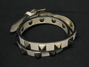 1 jpy VALENTINO GARAVANI Valentino galava-ni lock studs leather bracele choker lady's ivory series FD1453