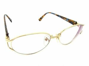 ■美品■ YVESSAINTLAURENT イヴサンローラン 度入り メガネ 眼鏡 めがね レディース メンズ ゴールド系×ブラウン系 DE7274