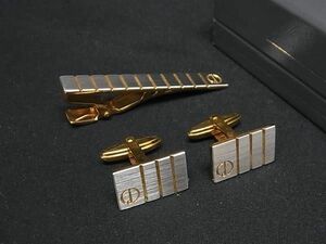 dunhill Dunhill cuffs button cuff links necktie pin accessory men's 2 point set silver group × gold group DE6297