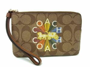 ■極美品■ COACH コーチ C7308 シグネチャー PVC リストレット マルチポーチ マルチケース 小物入れ レディース ブラウン系 DE3820