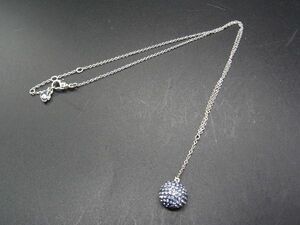 ■美品■ SWAROVSKI スワロフスキー ラインストーン ネックレス ペンダント アクセサリー シルバー系×パープル系 DE1696