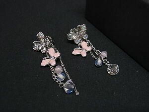 # beautiful goods # ANNASUI Anna Sui butterfly butterfly rhinestone earrings accessory lady's silver group × pink series DE6615