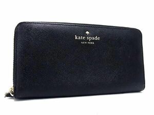 kate spade ケイトスペード PWRU2076 レザー ラウンドファスナー 長財布 ウォレット 札入れ 小銭入れ レディース ブラック系 DE3733