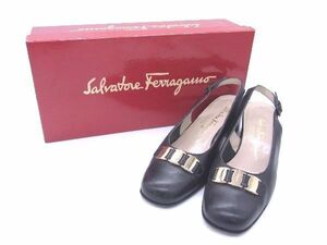 Salvatore Ferragamo フェラガモ ヴァラ レザー表記サイズ 5 1/2 (約23cm) パンプス 靴 シューズ レディース ブラック系 DD4265