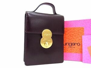 # new goods # unused # ungaro Ungaro leather pouch multi case case lady's bordeaux series DE4082