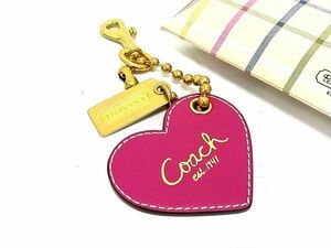 # превосходный товар # COACH Coach кожа Heart брелок для ключа кольцо для ключей сумка очарование женский розовый лиловый серия × оттенок золота DE4511