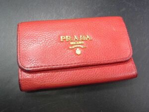 PRADA プラダ レザー 6連キーケース 鍵入れ レディース レッド系 DE2269