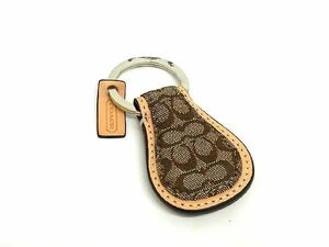 # прекрасный товар # COACH Coach Mini signature парусина × кожа брелок для ключа кольцо для ключей сумка очарование оттенок коричневого DD6343