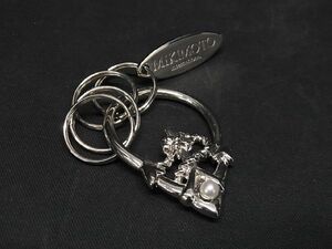 ■美品■ MIKIMOTO ミキモト 本真珠 アコヤ真珠 パール 約4mm アンカー 錨 いかり キーリング キーホルダー チャーム シルバー系 DD1067