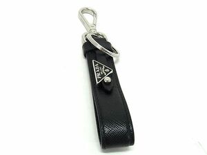 1 jpy # beautiful goods # PRADA Prada safia-no leather key holder key ring charm men's black group × silver group FD0452