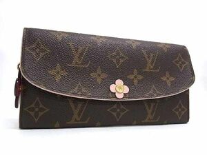 1円 ■美品■ LOUIS VUITTON ルイヴィトン M64202 モノグラム ポルトフォイユ エミリー フラワー 長財布 ウォレット ブラウン系 AZ5287