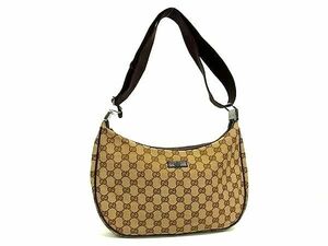 1 иен # превосходный товар # GUCCI Gucci 122790 1956 GG парусина × кожа сумка на плечо плечо .. портфель наклонный .. портфель оттенок коричневого FD2605