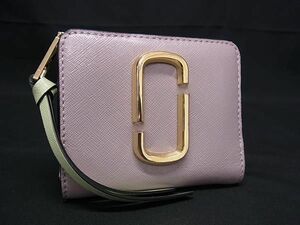 1円 MARC JACOBS マークジェイコブス スナップショット レザー 二つ折り 財布 ウォレット 小銭入れ ライトパープル系×グレー系 FD1749