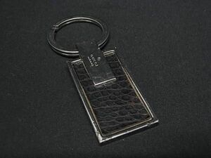 1 иен GUCCI Gucci кожа брелок для ключа кольцо для ключей очарование мужской оттенок серебра AZ5105