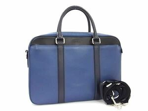 1 jpy # ultimate beautiful goods # COACH Coach F56018 leather handbag business bag briefcase attache case blue group × black group FD2509