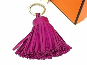 1 jpy # beautiful goods # HERMES Hermes karu men leather silver metal fittings tassel bag charm key holder key ring purple series FD1888