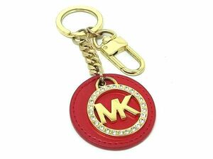 ■美品■ MICHAEL KORS マイケルコース ラインストーン バッグチャーム キーホルダー アクセサリー レッド系×ゴールド系 DD7134