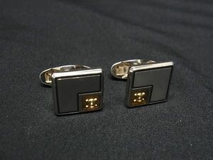 CELINE セリーヌ マカダム柄 カフス カフリンクス カフスボタン アクセサリー ビジネス 紳士 メンズ シルバー系 DE5689