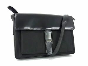 1円 ■美品■ PRADA プラダ テスートナイロン×レザー クロスボディ ショルダーバッグ 斜め掛け 肩掛け レディース ブラック系 AY4888