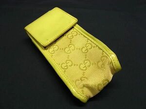 1円 GUCCI グッチ 039 2122 1077 GG柄 GGキャンバス×レザー アイコスケース シガレットケース マルチケース 小物入れ イエロー系 BL1314