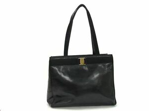 1円 Salvatore Ferragamo フェラガモ 21 2530 ヴァラ レザー トートバッグ ショルダーバッグ 肩掛け レディース ブラック系 BL0959