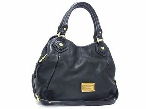 1円 ■美品■ MARC BY MARC JACOBS マークバイマークジェイコブス レザー 2WAY ハンドバッグ ショルダーバッグ ブラック系 AZ4730