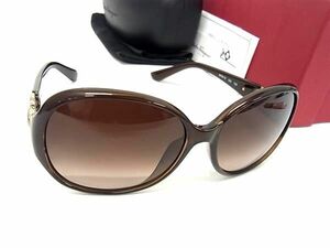 1円 ■極美品■ Salvatore Ferragamo フェラガモ SF601S 220 125 ダブルガンチーニ サングラス メガネ 眼鏡 クリアブラウン系 AY3694